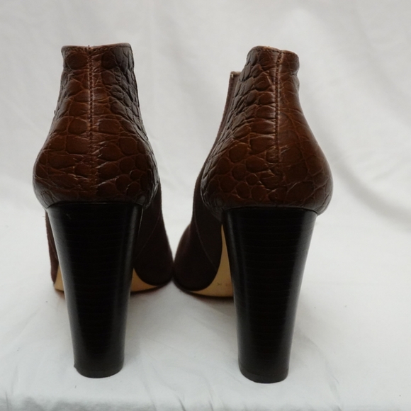 Trina Turk Wilshire Chocolate Brown Suede & Leather Ankle Boots - size  7½ M B - Picture 8 of 9